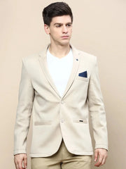 Men Beige Solid Casual Blazers-AR-46-Beige