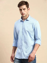 Men Blue Printed Casual Shirt-LUCASKNITS-4591-Blue