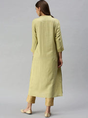 Women's Lime Green Solid Straight Kurta-UB-2040-Limegreen