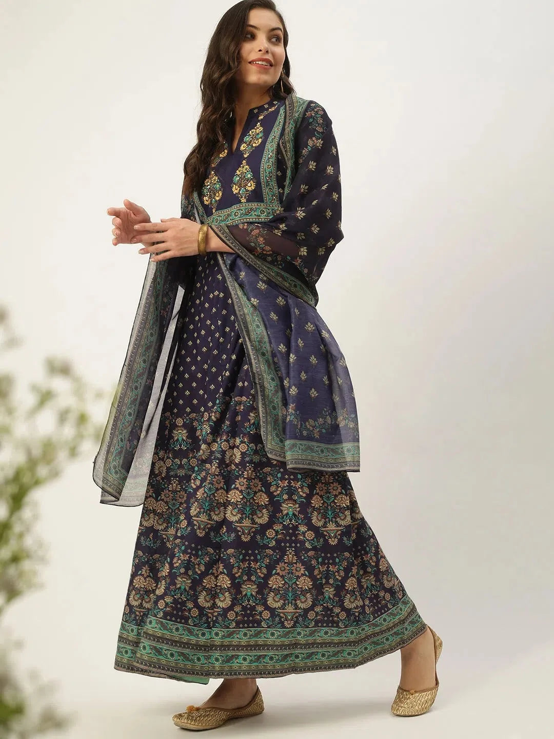 Violet Printed Anarkali Kurti for Women | DesiQlo