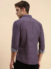 Men Navy Striped Casual Shirt-PACIFICSTRIPE-4933-Navyblue