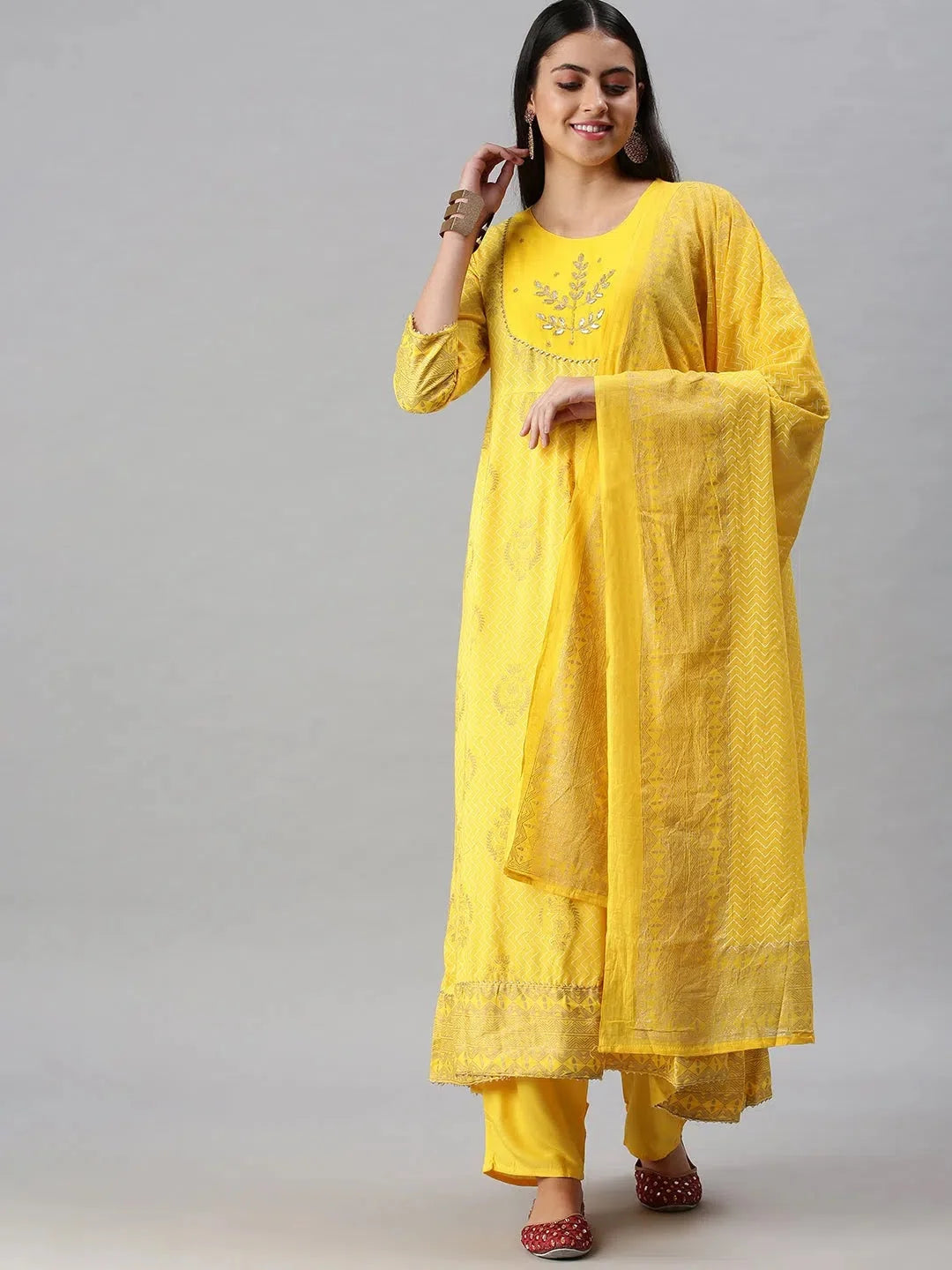 Yellow Cotton Kurta Sets | Solid Color Indian Women's Kurta Set