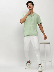 Men Green Solid Casual Casual Shirts-AGASTHYA-1596-Seagreen