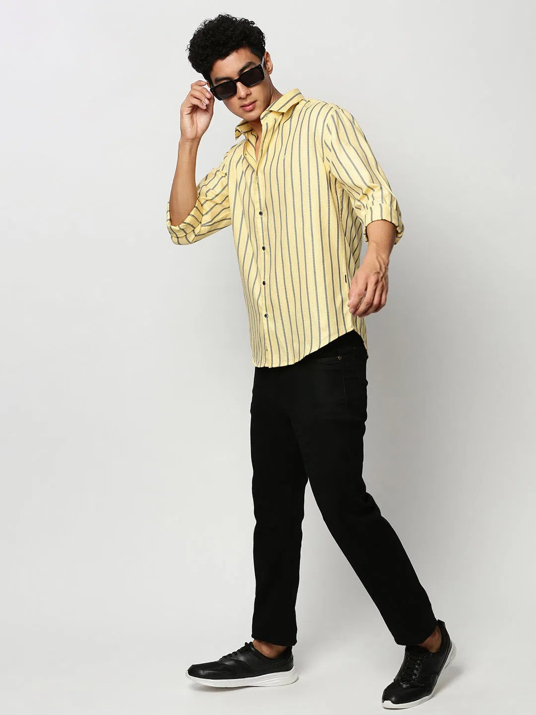 Yellow Striped Mens Shirt | Casual Cotton Shirts