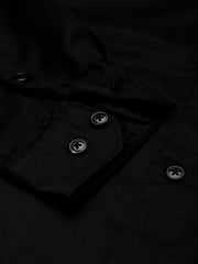 Men Black Solid Formal Shirt-NECKAMPLAIN-3160-Black