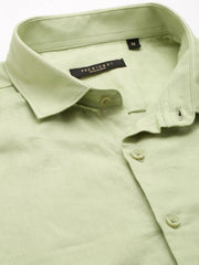 Men Green Solid Casual Shirt-MUNIFICENCEPLAIN-3398-Green