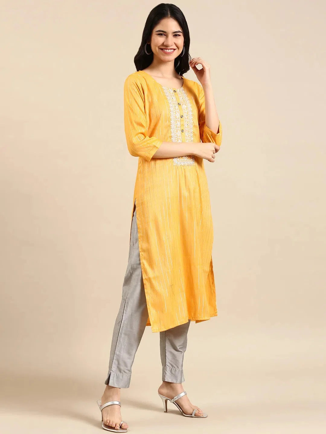 Yellow Printed Kurta: Modern Indian Kurtas for Women Online