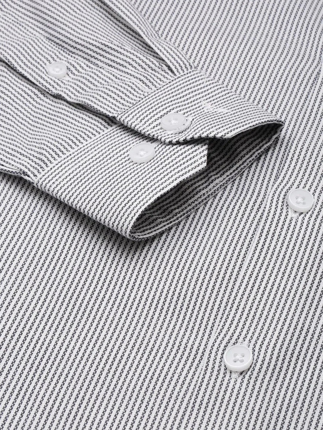 White Striped Formal Shirts - DesiQlo Cotton Mens Shirt