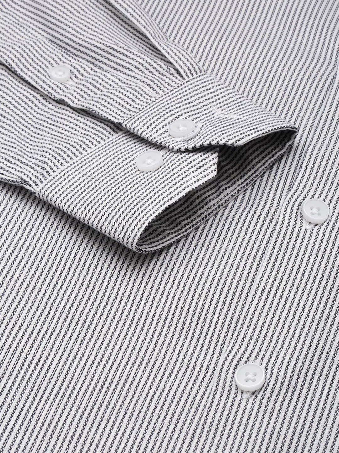 White Striped Formal Shirts - DesiQlo Cotton Mens Shirt