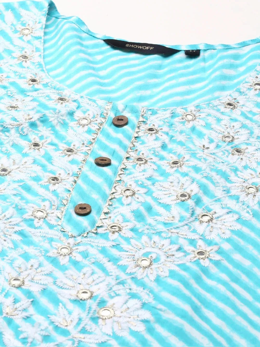 Turquoise Blue Tie Dye Women's Kurta Set | Cotton Kurta Sets