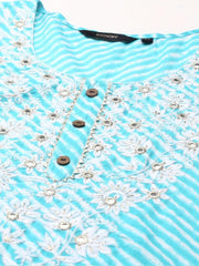 Women's Turquoise Blue Tie Dye Kurta Set-GW-214-Turquoiseblue