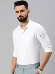 Men White Self Design Casual Shirt-VANISHDOBBYSHIRT-1015-White