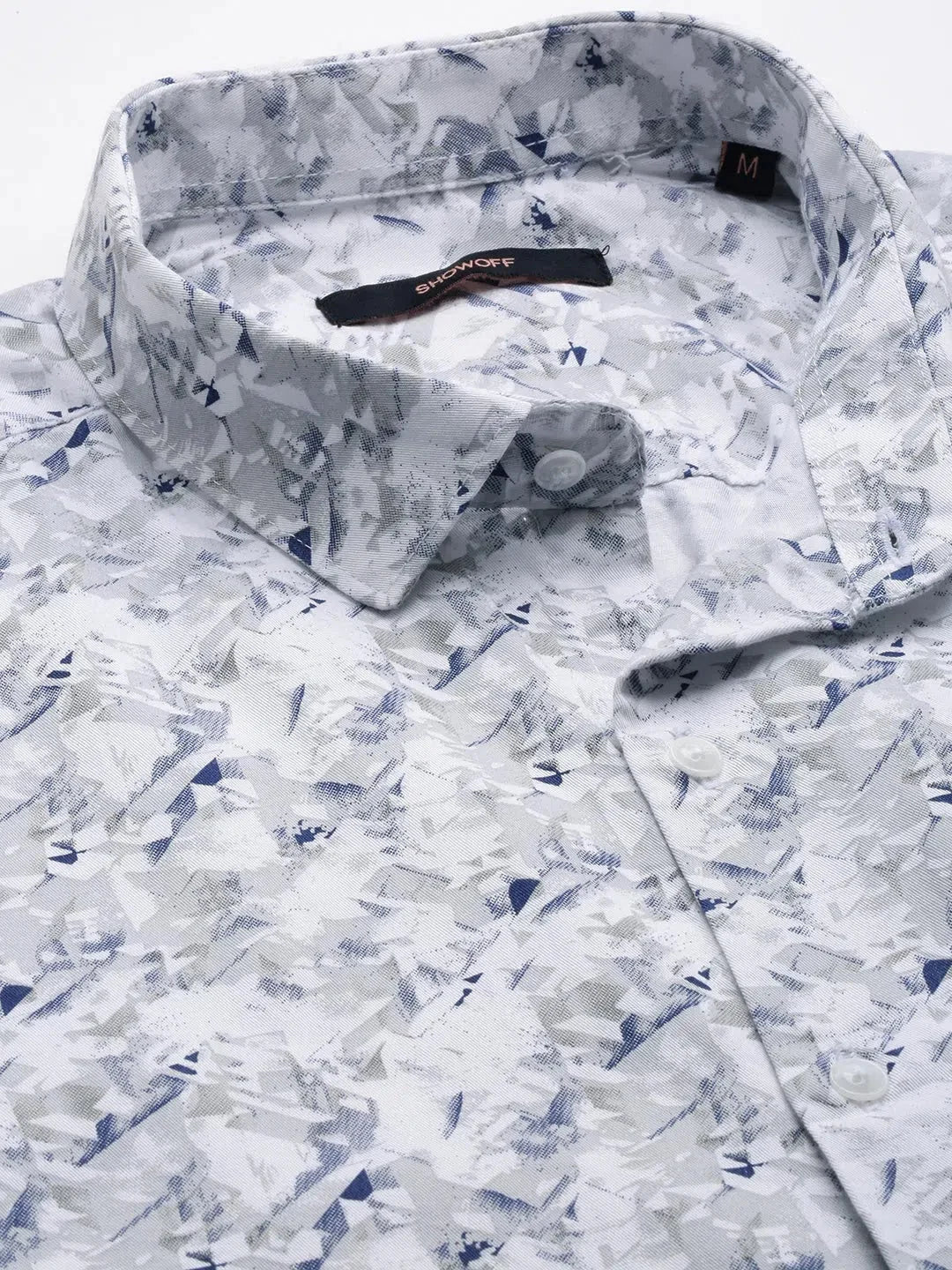 White Printed Mens Shirt - Cotton Casual Shirt by DesiQlo