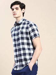 Men White Checked Casual Shirt-WILLACHECKS-98-White