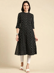 Women's Black Printed Straight Kurta-BS-1927-Black
