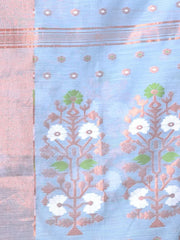 Sea Green Cotton Ikat Saree With Ganga Jamuna Border-MA66BCT431380077