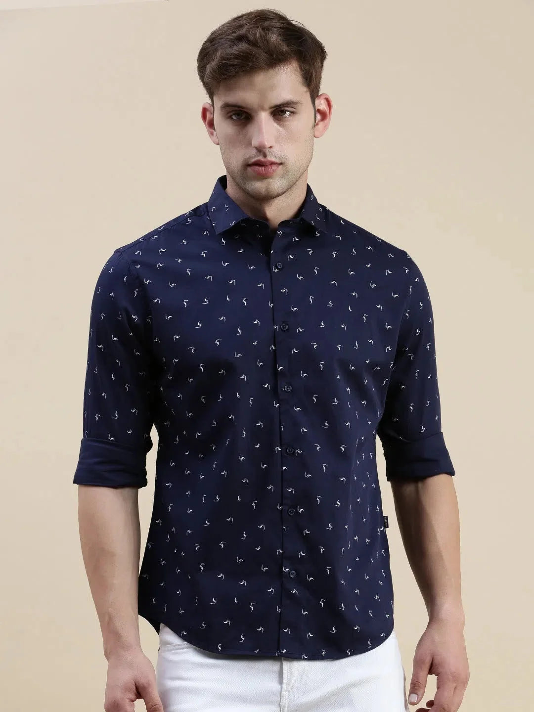 Navy Abstract Mens Shirt - Cotton Printed Shirt | DesiQlo
