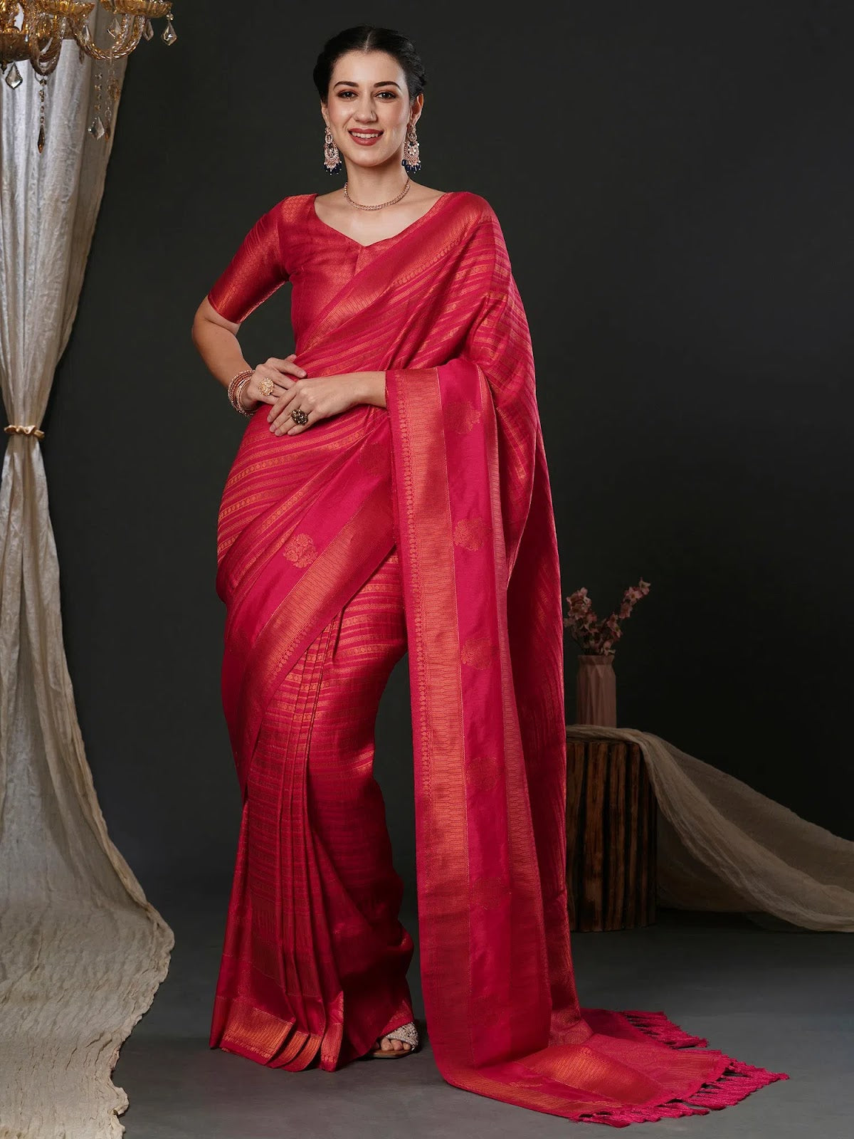 Women's Blend Teal Blue Woven Design Designer Saree With Blouse Piece-33ALEKHA3302