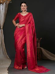 Women's Blend Teal Blue Woven Design Designer Saree With Blouse Piece-33ALEKHA3302