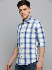 Men White Checked Casual Shirt-DALTONCHECKS-4092-Offwhite