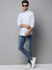 Men Blue Solid Casual Shirt-CROSSPLAIN-4553-Blue