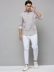 Men White Printed Casual Shirt-RTRPRINT-4840-White
