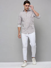 Men White Printed Casual Shirt-RTRPRINT-4840-White