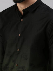 Men Black Printed Casual Shirt-HIGHPOWERPRINT-1244-Blackolive