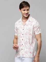 Men White Printed Casual Shirt-RESORTPRINT-5291-White