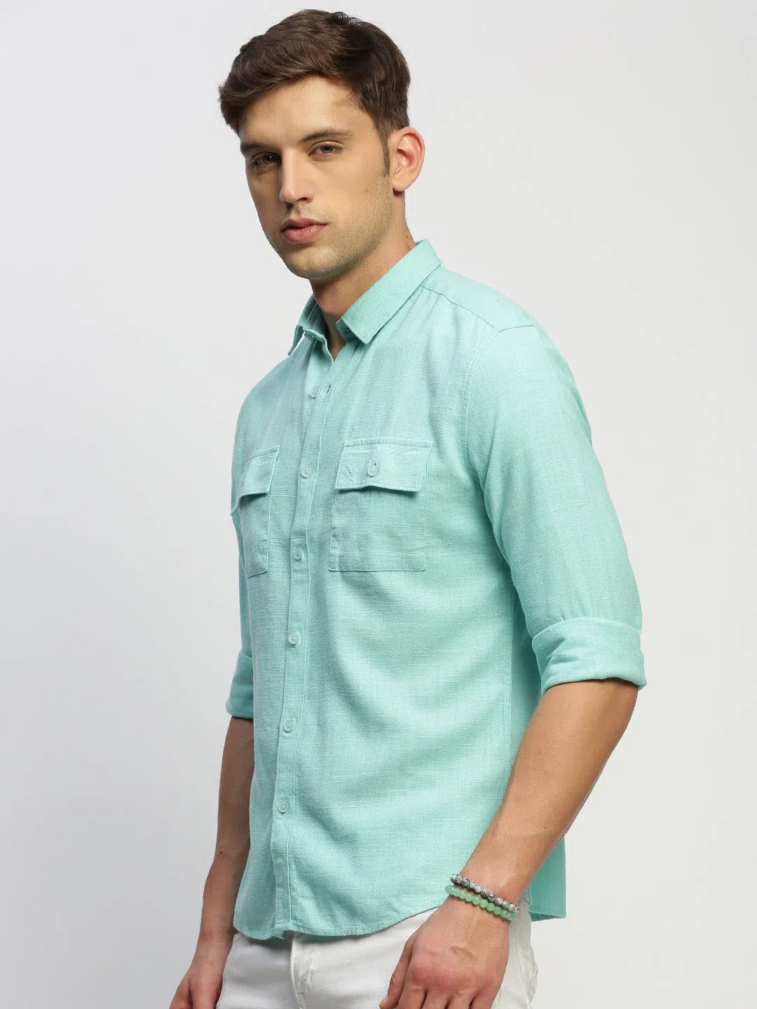 Green Solid Mens Shirt | Casual Cotton Shirt - DesiQlo