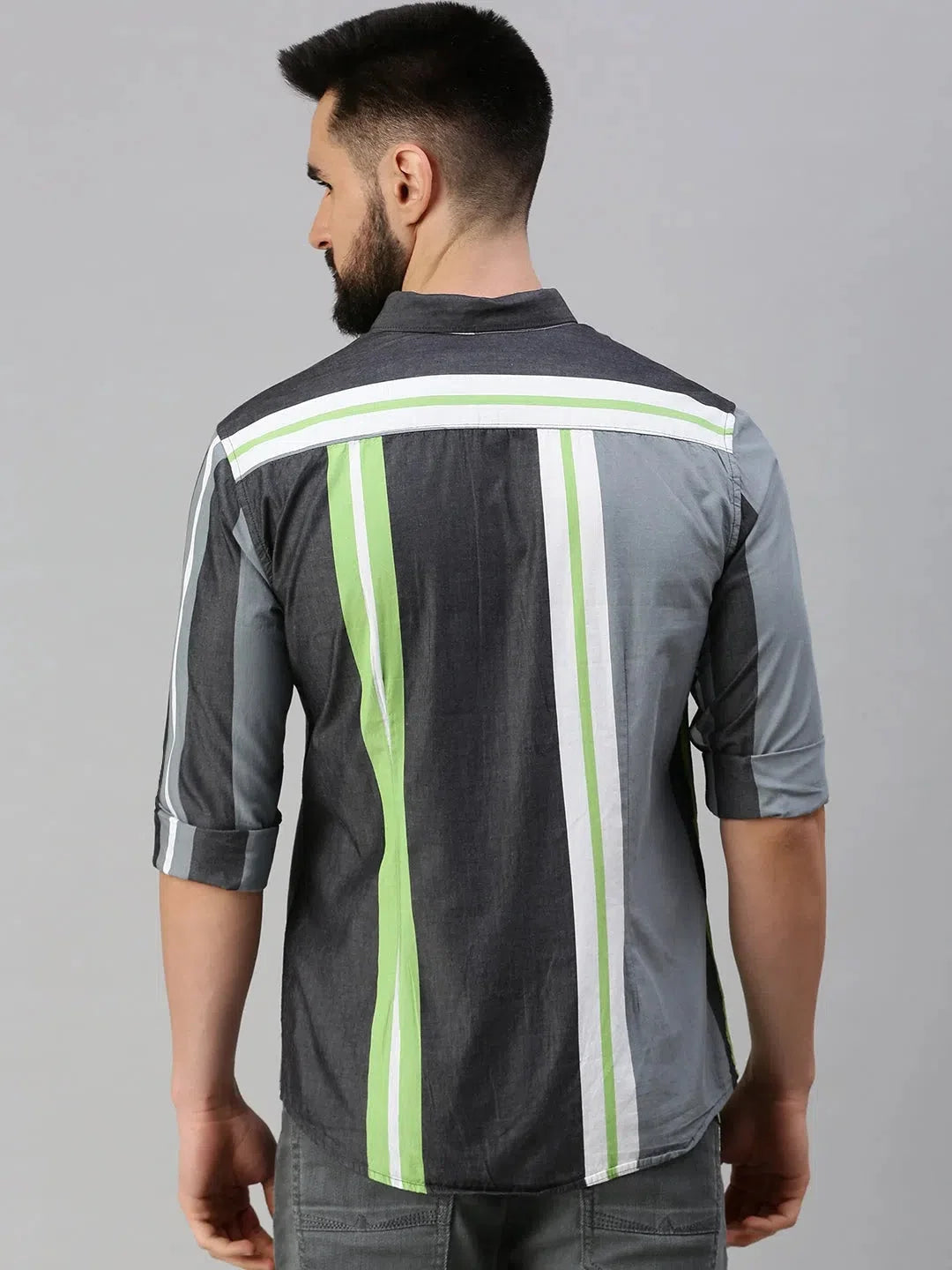 Grey Striped Mens Shirt - Stylish Cotton Formal Shirts