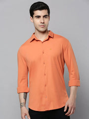 Men Coral Solid Casual Shirt-MONTIKNITS-3363-Coral