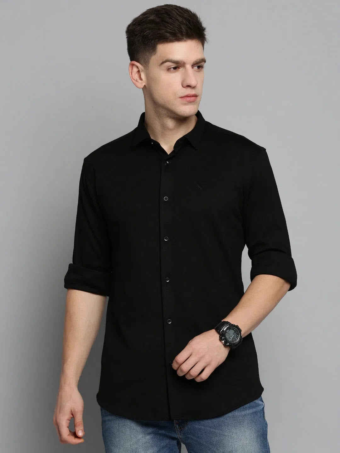Trending Black Solid Mens Shirt - DesiQlo Cotton Casual Shirt