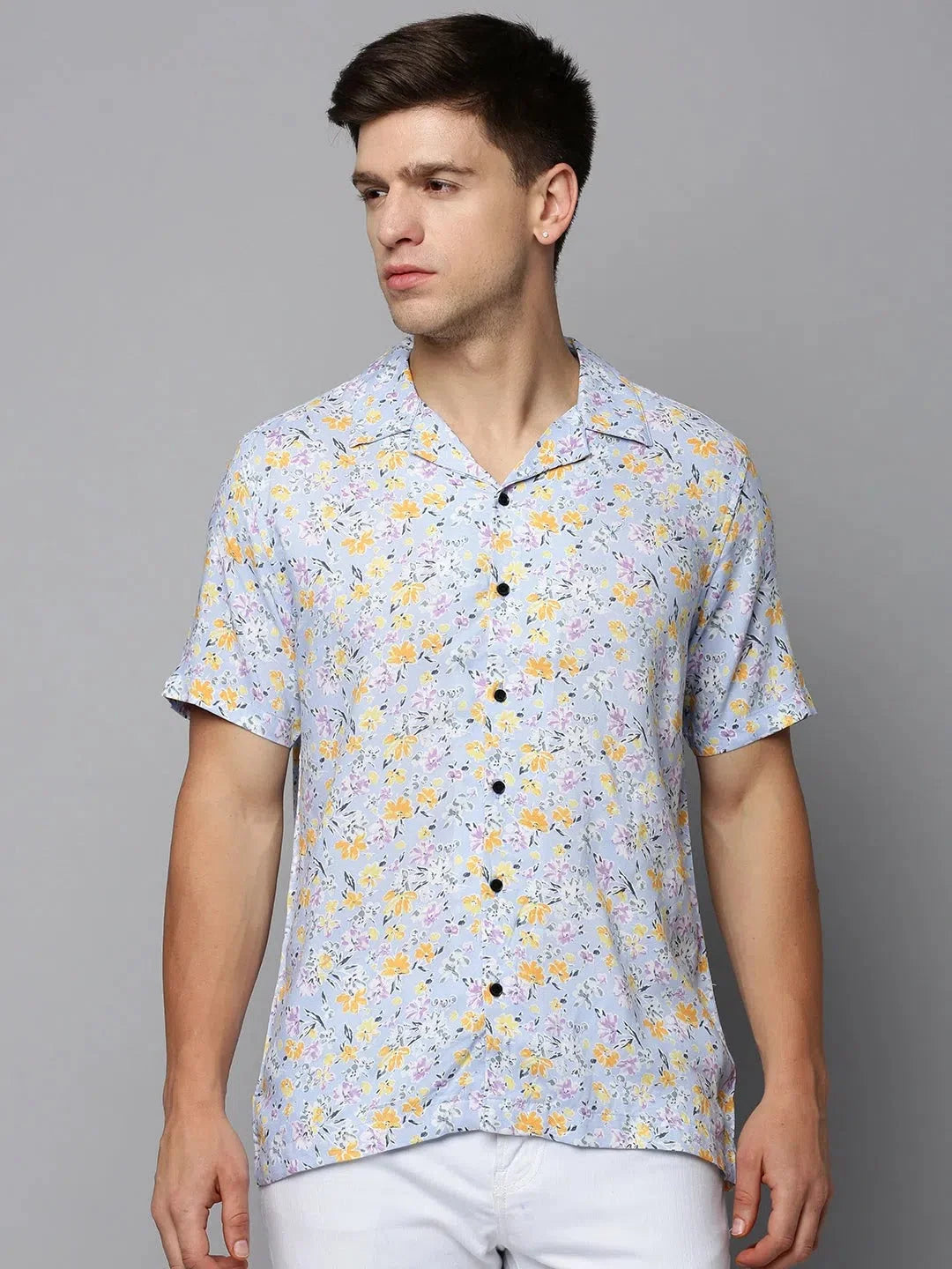 Men's Blue Printed Shirt - Stylish Viscose Casual Shirt