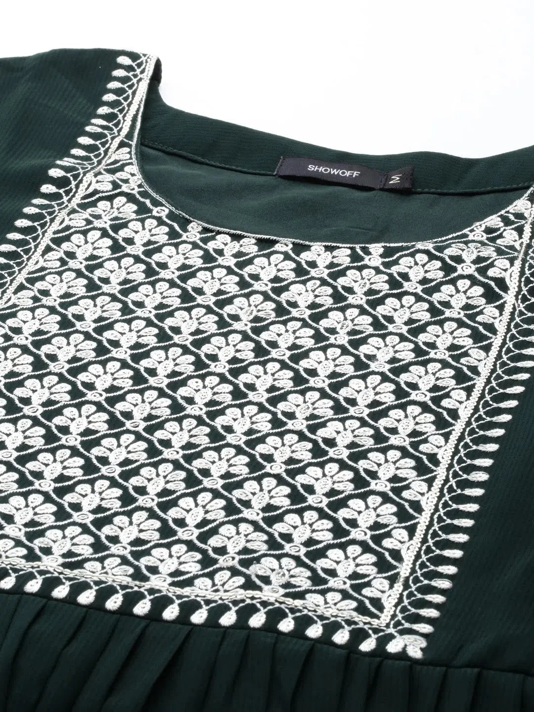 Women's Green Solid Nylon Anarkali Kurta | DesiQlo Fashion