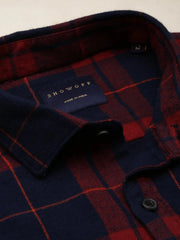 Men Rust Checked Casual Shirt-DALTONCHECKS-4094-Rust