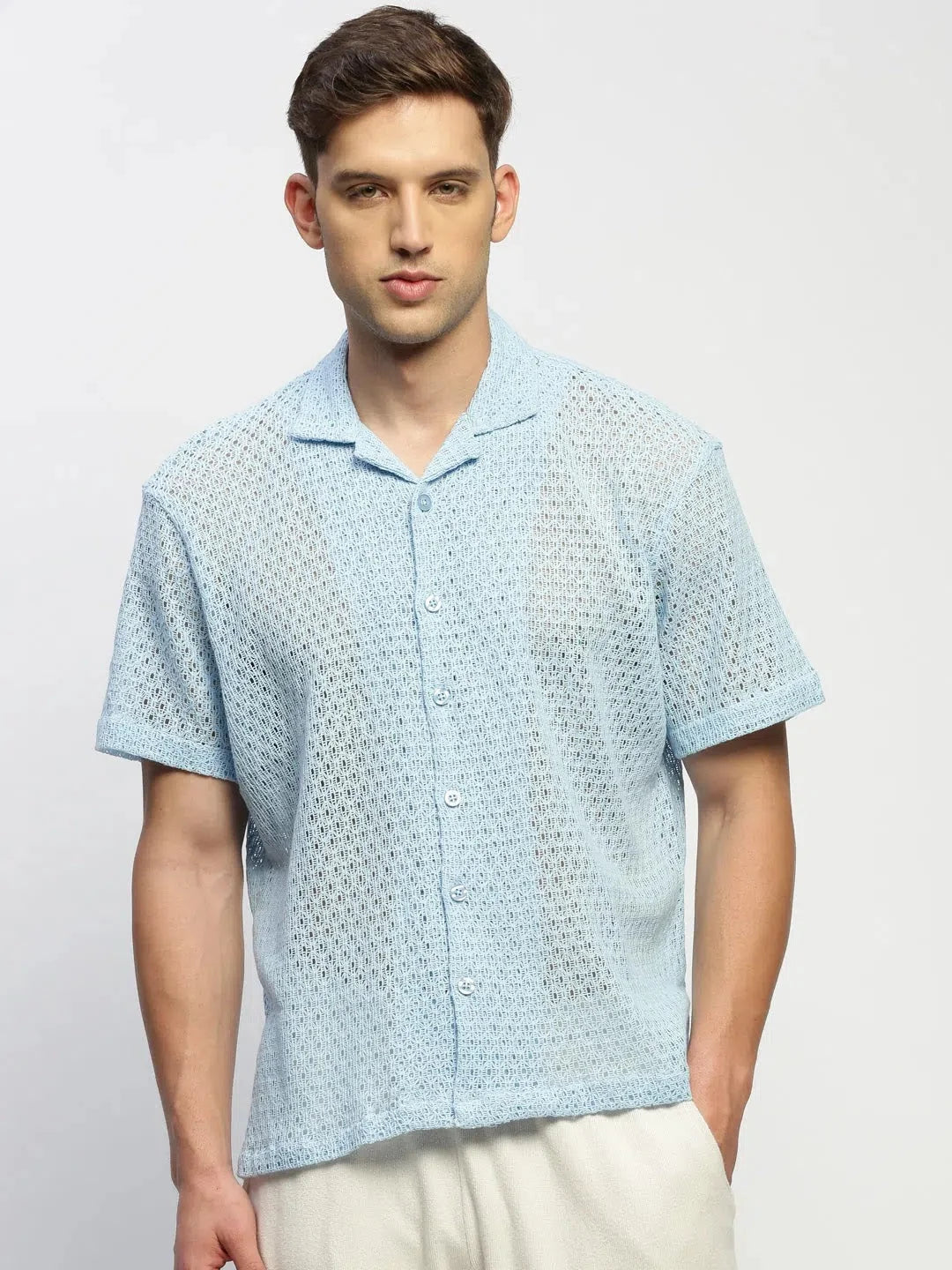 Men's Blue Solid Shirt - Classic Cotton Shirt | DesiQlo