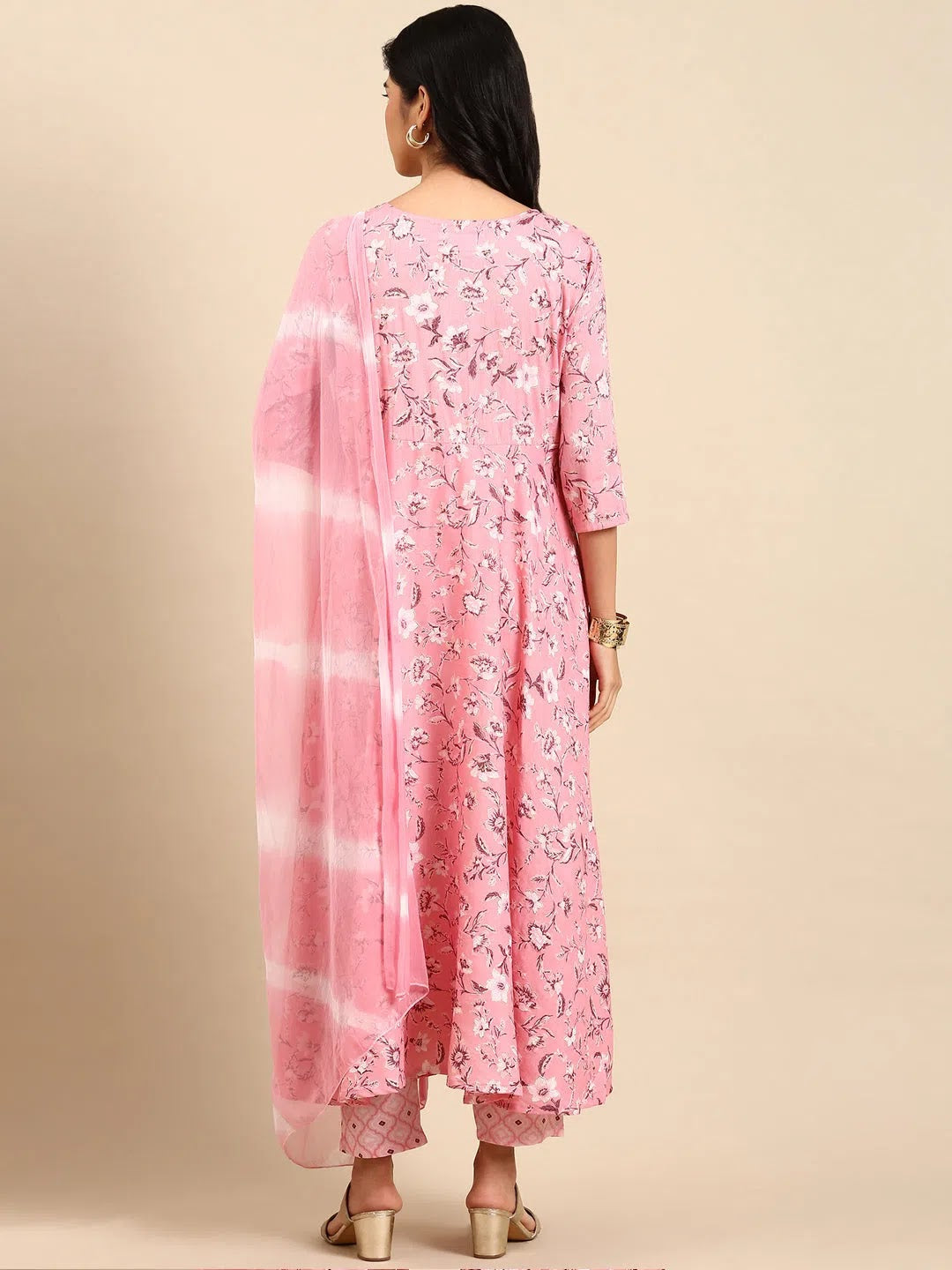 Pink Floral Print Women's Kurta Set | Designer Kurtas