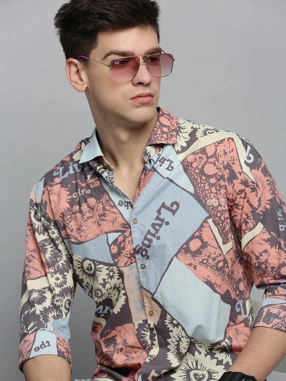Men's Printed Shirt - Multi Cotton Shirt | DesiQlo