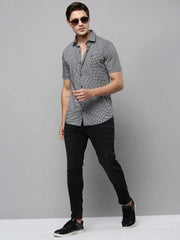 Men Black Checked Casual Shirt-AMEOPRINT-5261-Black
