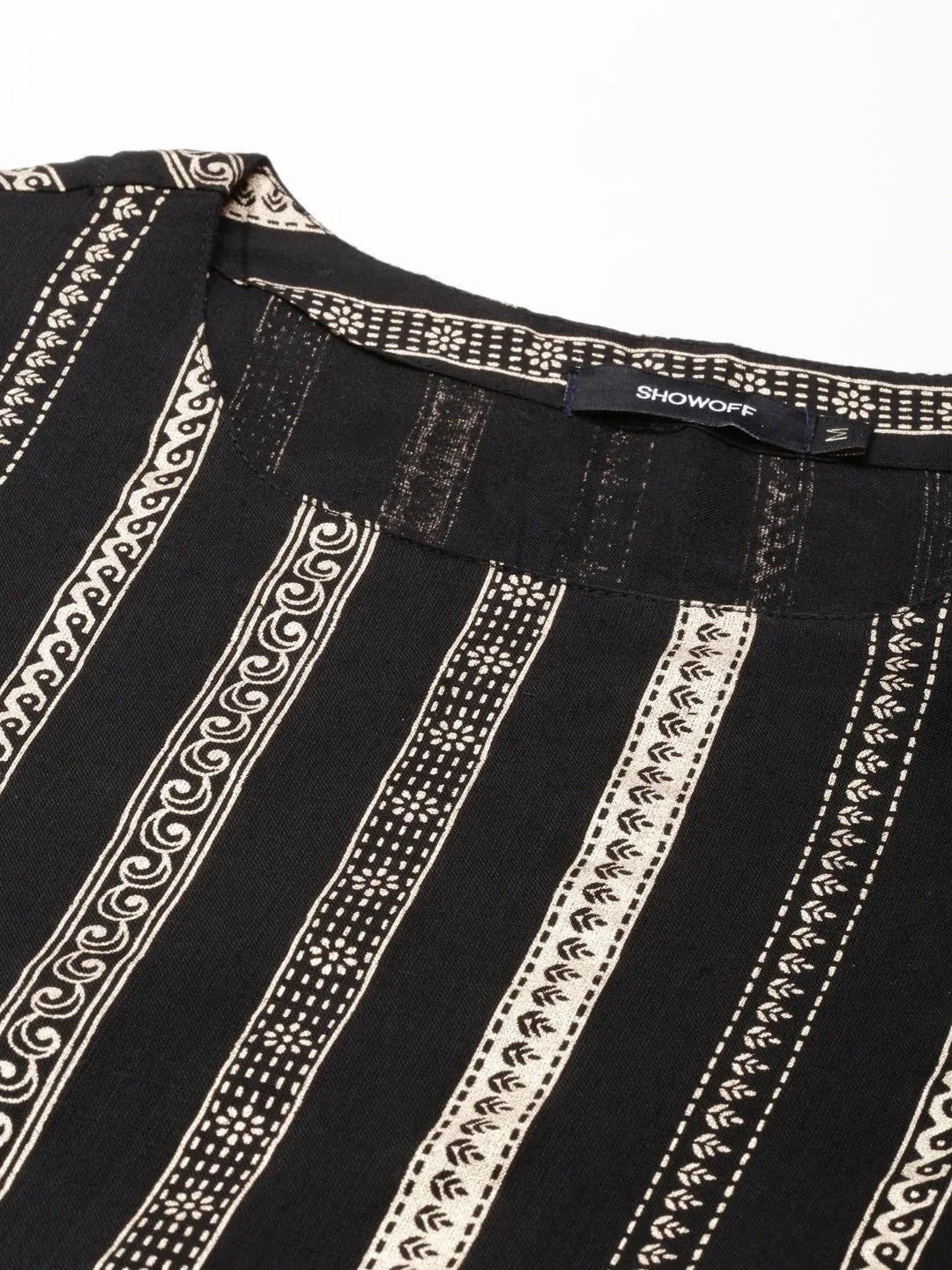 Black Printed Cotton Kurta - Women's Indian Kurta Collection