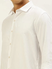 Men White Solid Casual Shirt-PARXPLAINDOBBY-3146-White