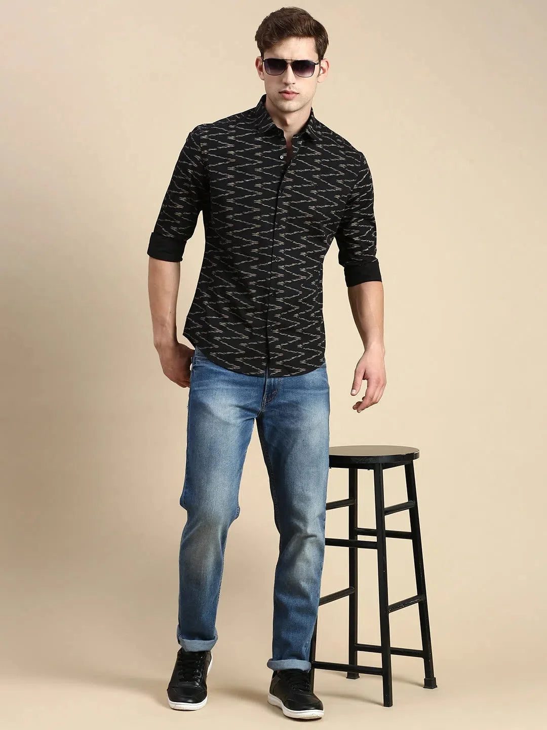 Stylish Black Printed Cotton Mens Shirt | Casual Shirt
