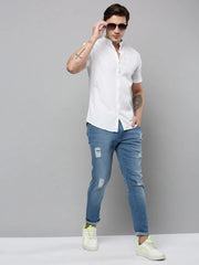 Men White Solid Casual Shirt-SUCKERSHIRT-745-Offwhite