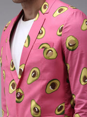 Men Pink Printed Blazer-SOBLZ-277-Pink