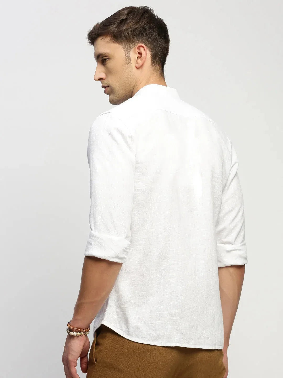 White Solid Cotton Mens Shirt - Classic Style | DesiQlo