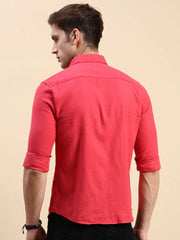 Men Magenta Solid Casual Shirt-ALONZOPLAIN-5252-Magenta