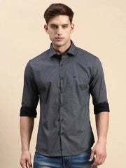 Men Black Printed Casual Shirt-IKIGAIPRINTS-8833-Black