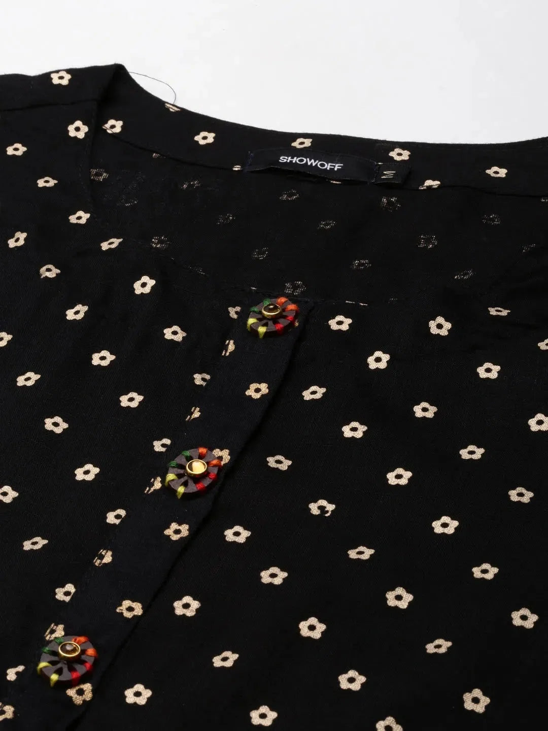 Black Cotton Printed Indian Kurta - Ladies Trendy Kurtis