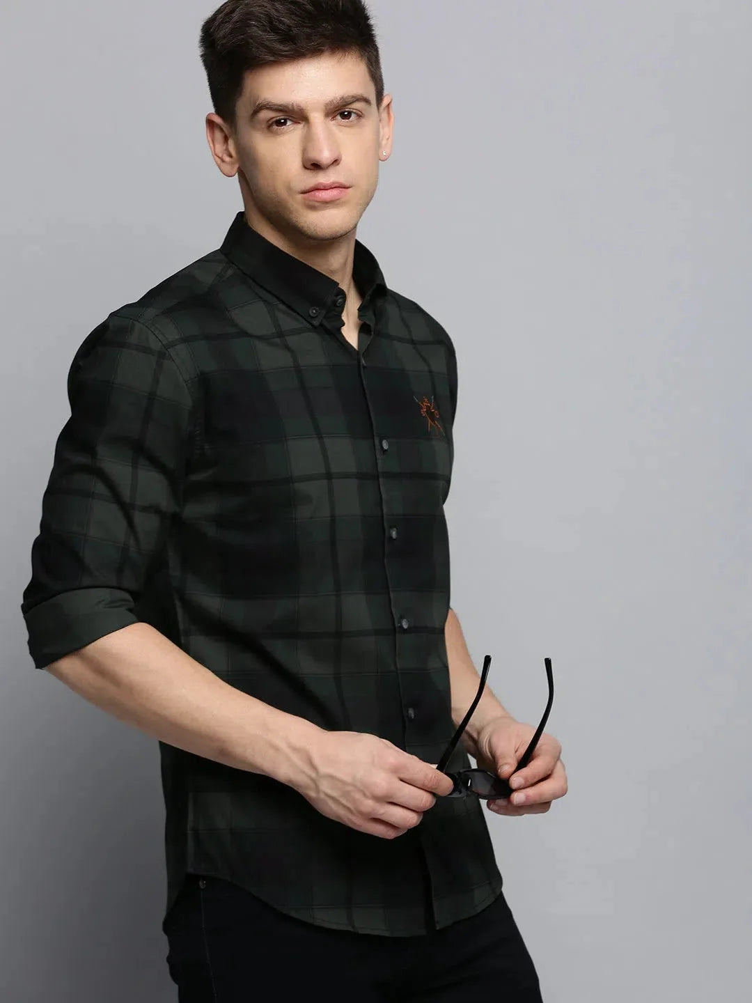 Men Green Checked Casual Shirt-RAFFLERIMPORTCHECKS-4749-Green